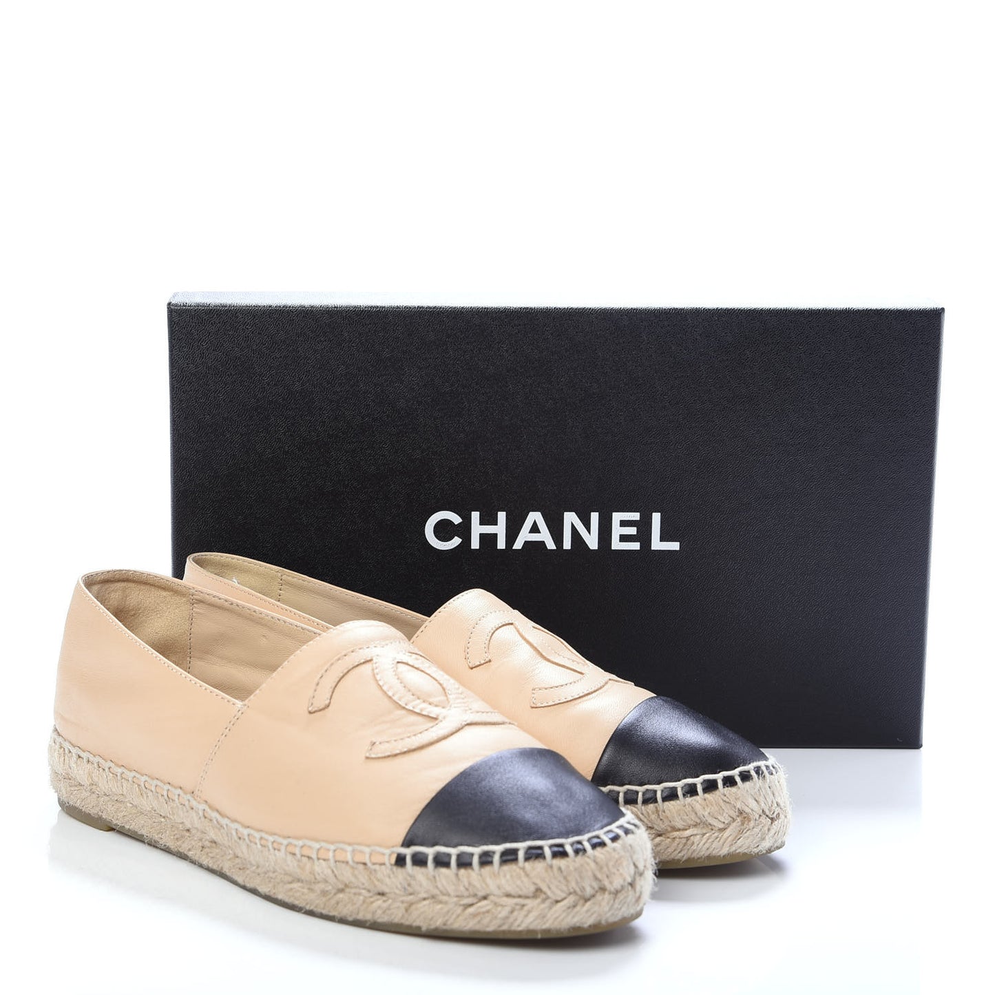 Lambskin CC Espadrilles 38 Beige Black