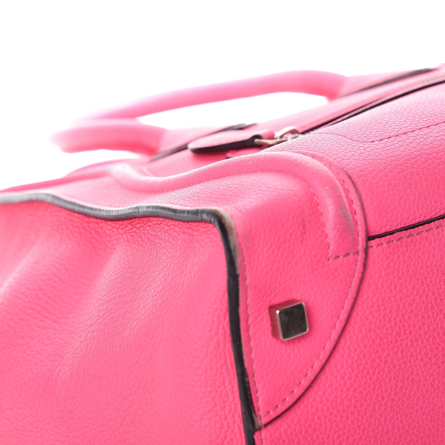 Drummed Calfskin Mini Luggage Fluo Pink