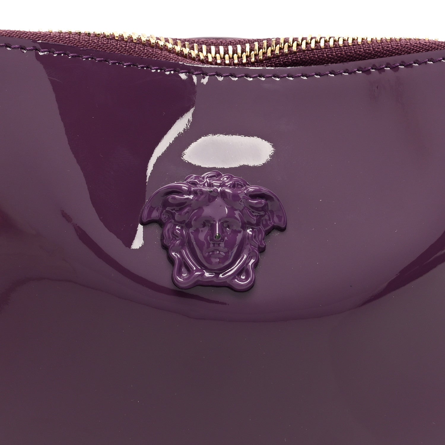 Versace Patent Medusa Clutch Pouch With Strap Purple 7 of 9