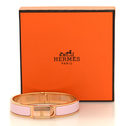 Hermes Enamel Narrow Clic Cadenas Bracelet PM Rose Dragee 5 of 5