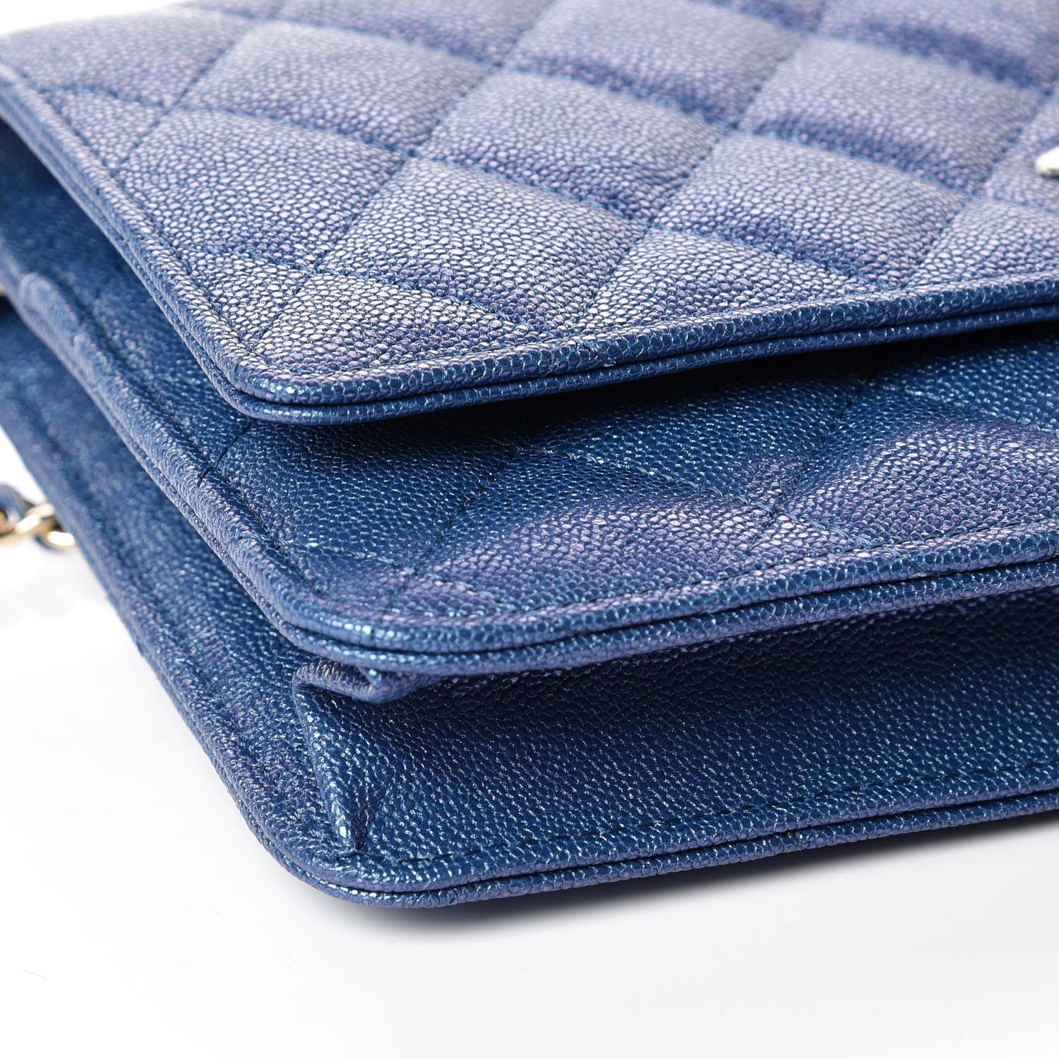 Chanel Iridescent Caviar Quilted Wallet On Chain WOC Dark Blue 5 of 11