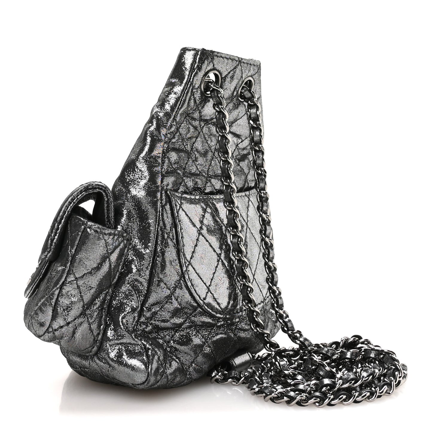 Iridescent Calfskin Mini Backpack Is Back Silver