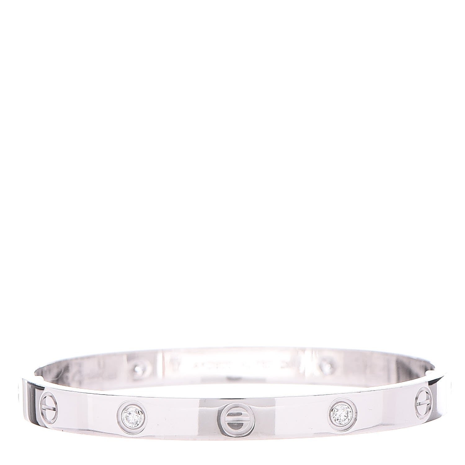 Cartier 18K White Gold 4 Diamond LOVE Bracelet 17 1 of 9