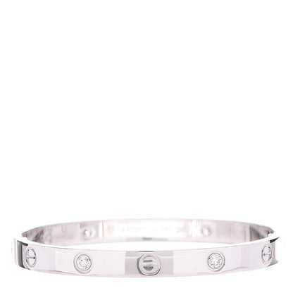 Cartier 18K White Gold 4 Diamond LOVE Bracelet 17 1 of 9