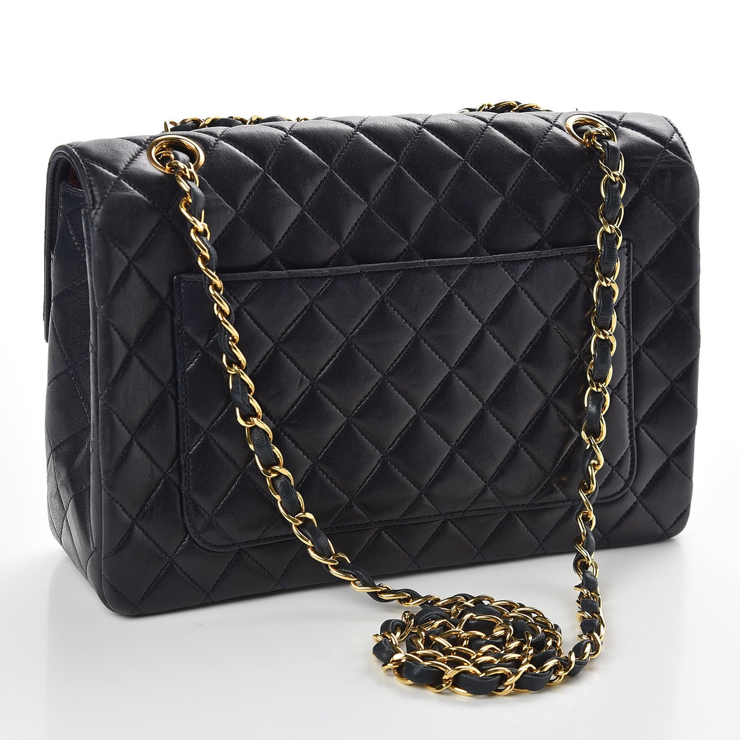 Lambskin Quilted Medium Single Flap Navy Blue