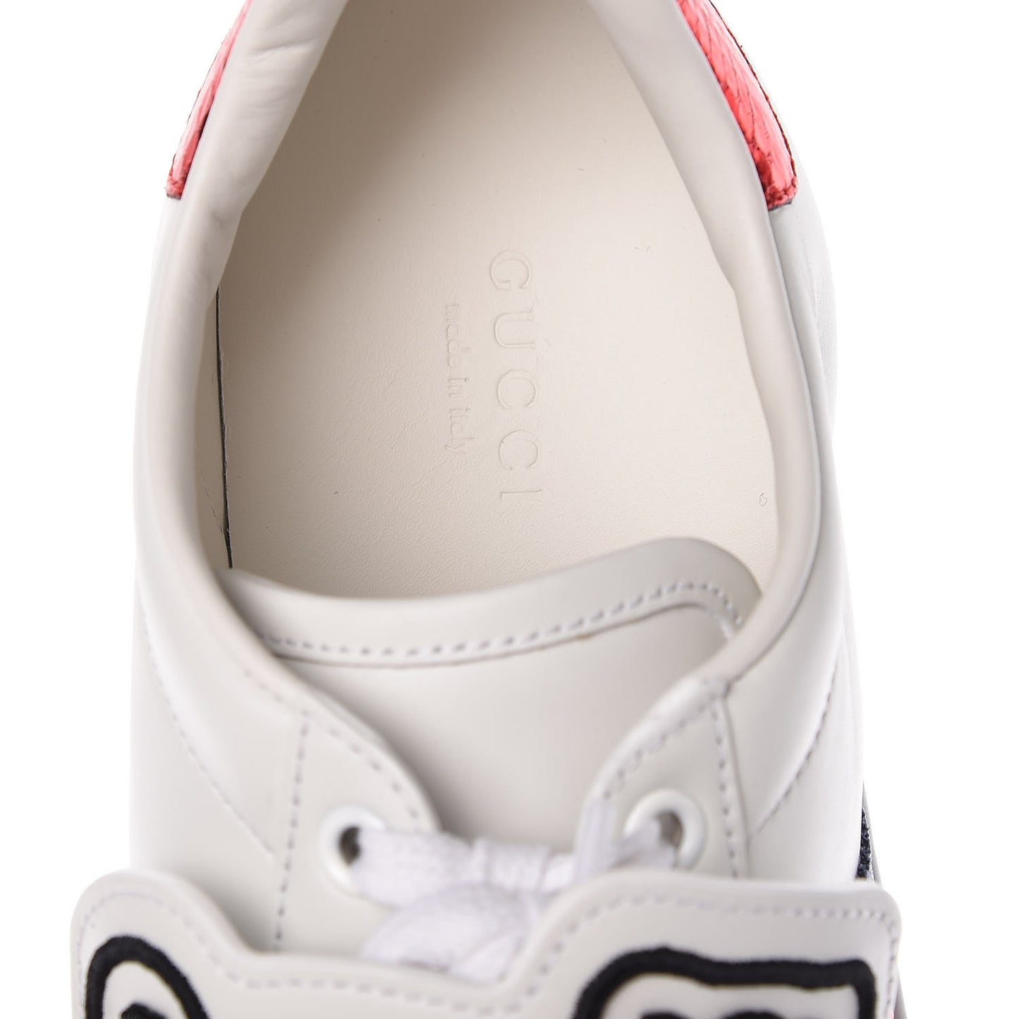 Calfskin Ayers Crystal Panther Embroidered Womens Ace Sneakers 37.5 White