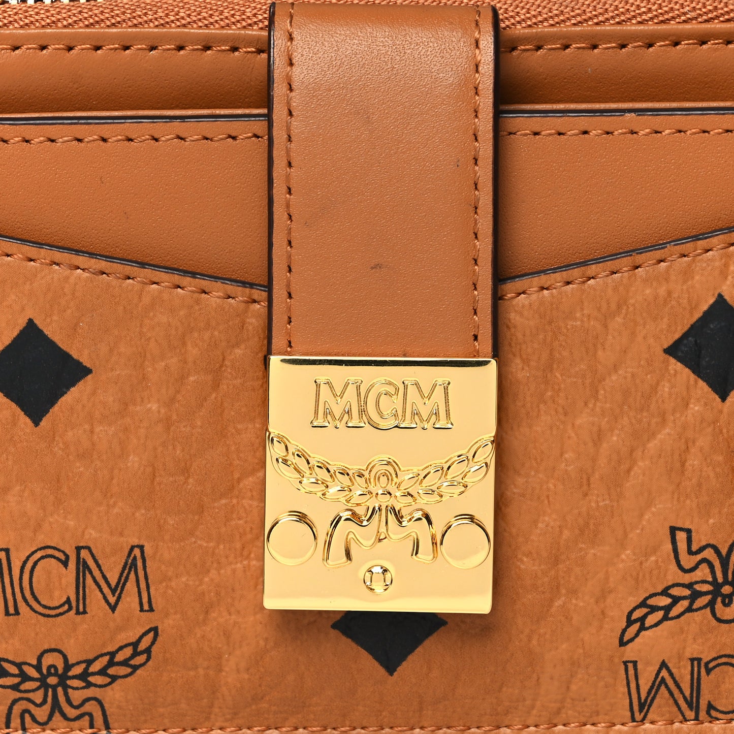 Calfskin Visetos Patricia Mini Card Holder Cognac