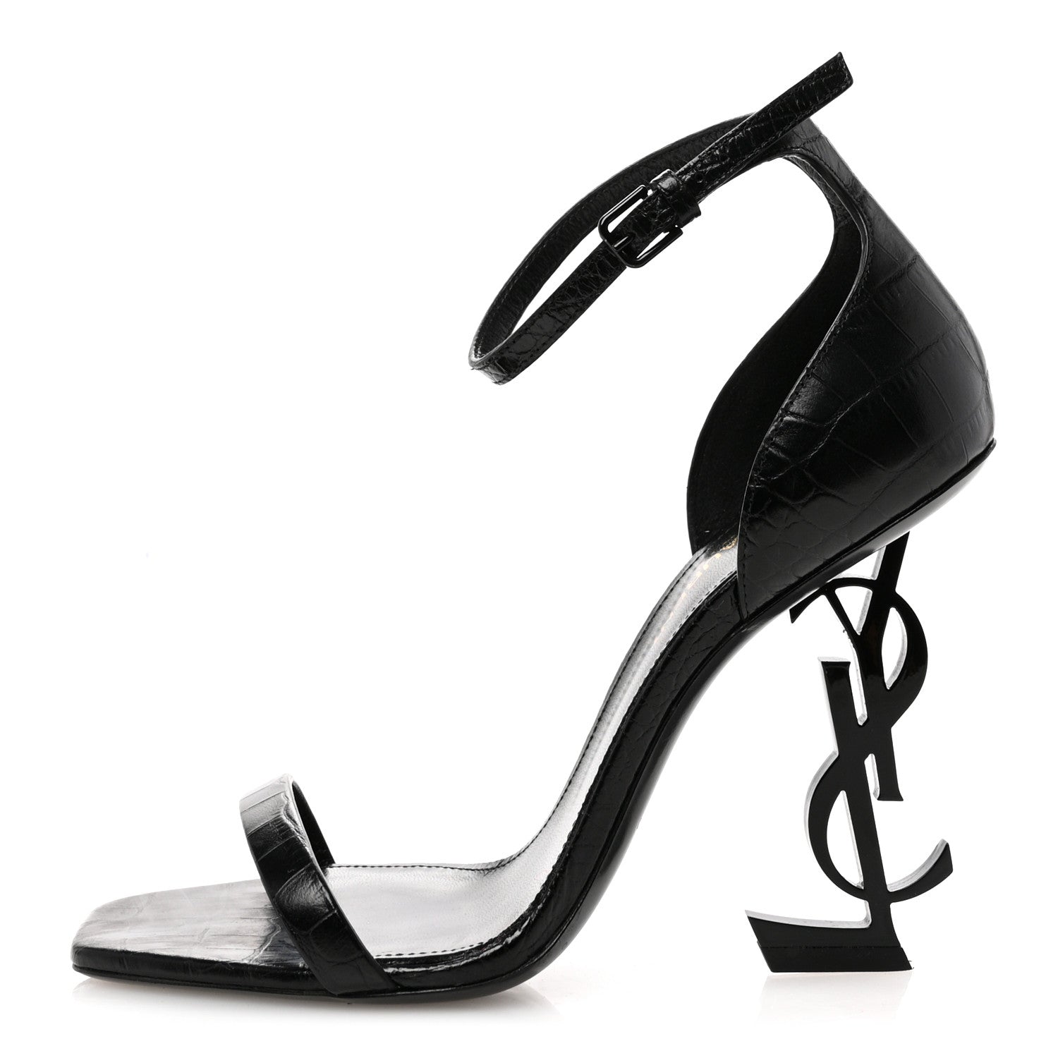 Saint Laurent Calfskin Fake Cocco Opyum 110 Sandals 36 Black 1 of 9