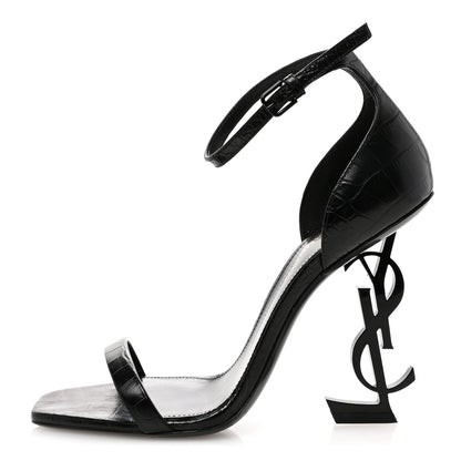 Saint Laurent Calfskin Fake Cocco Opyum 110 Sandals 36 Black 1 of 9