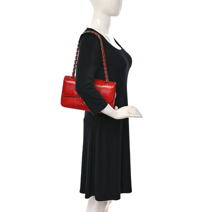 Chanel Snakeskin Medium Double Flap Red 2 of 9