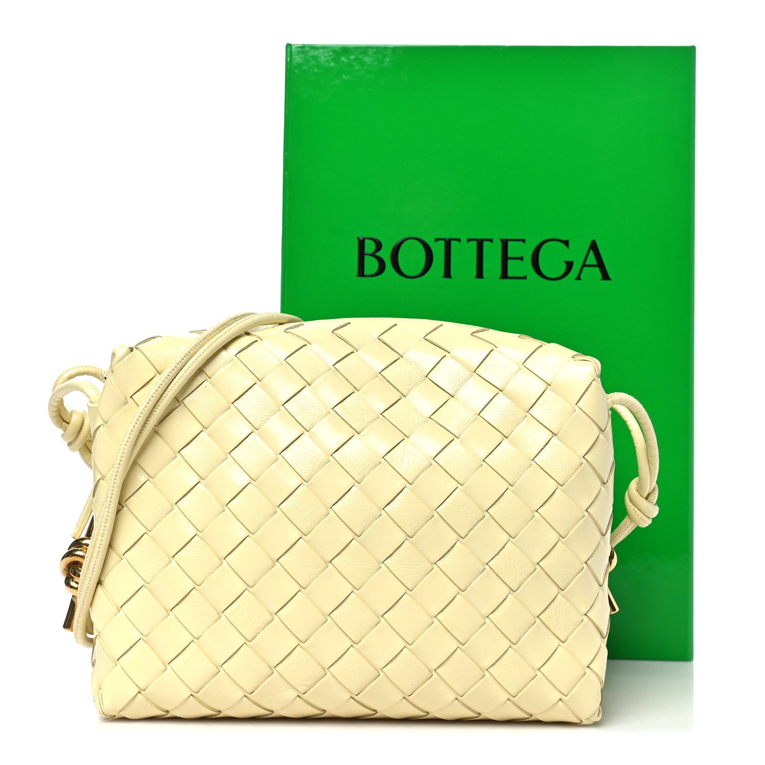 Bottega Veneta Polished Nappa Intrecciato Knot Small Loop Camera Bag Zest Washed 10 of 10