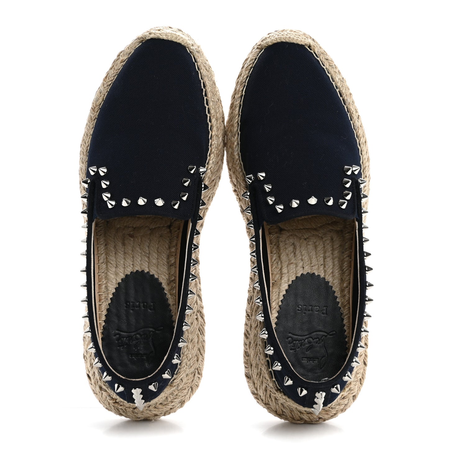 Canvas Espaboat Spikes Flat Espadrilles 37 Black