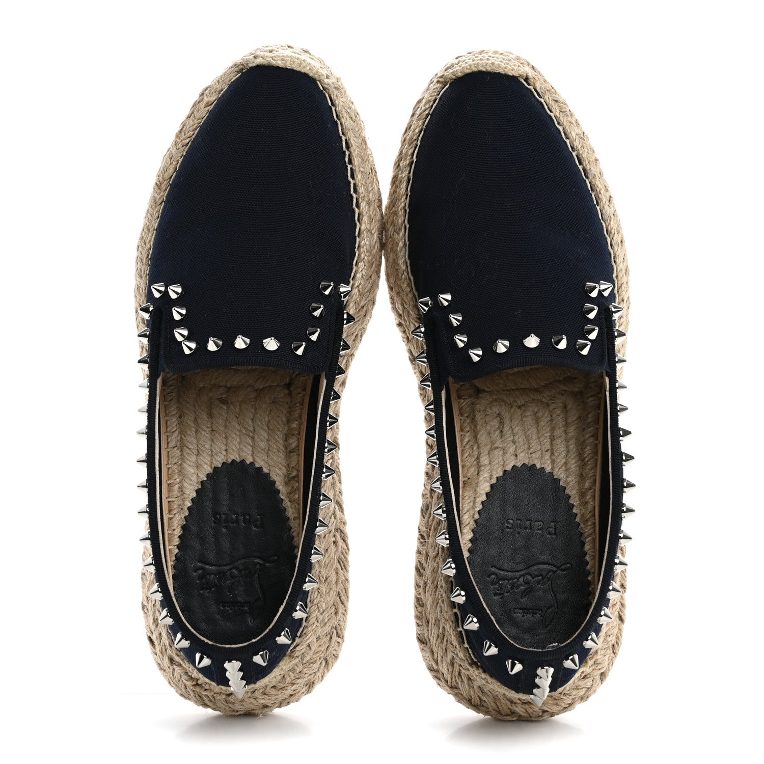 Christian Louboutin Canvas Espaboat Spikes Flat Espadrilles 37 Black 2 of 10