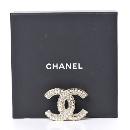 Chanel Pearl Crystal Queen of France CC Brooch Gold 5 of 5