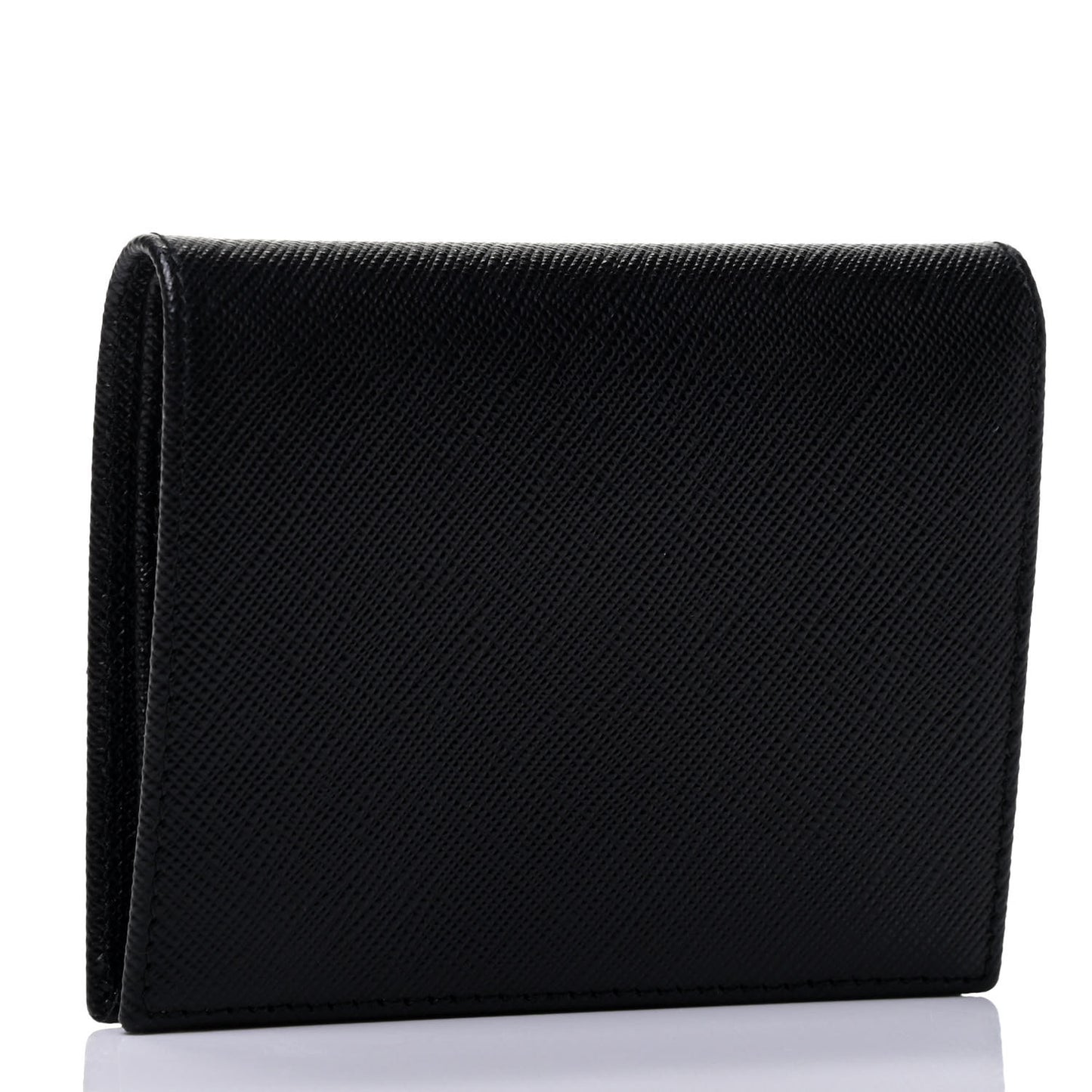 Saffiano Triangle Bi-Fold Compact Wallet Black