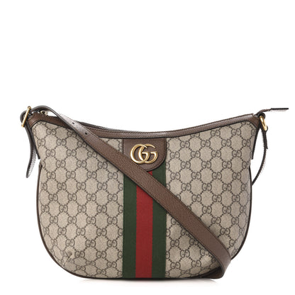 Gucci GG Supreme Monogram Web Small Ophidia Half Moon Hobo Brown 1 of 11