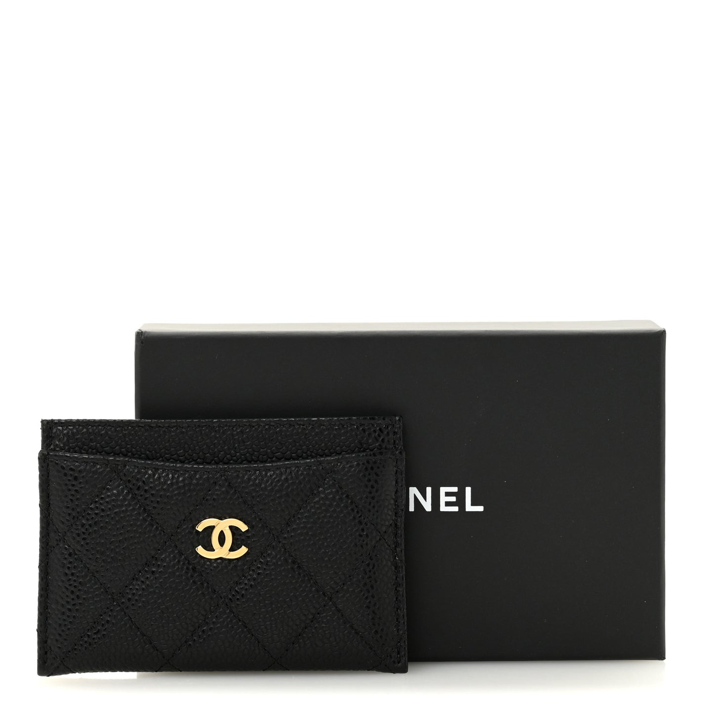 Caviar Quilted Card Holder Black
