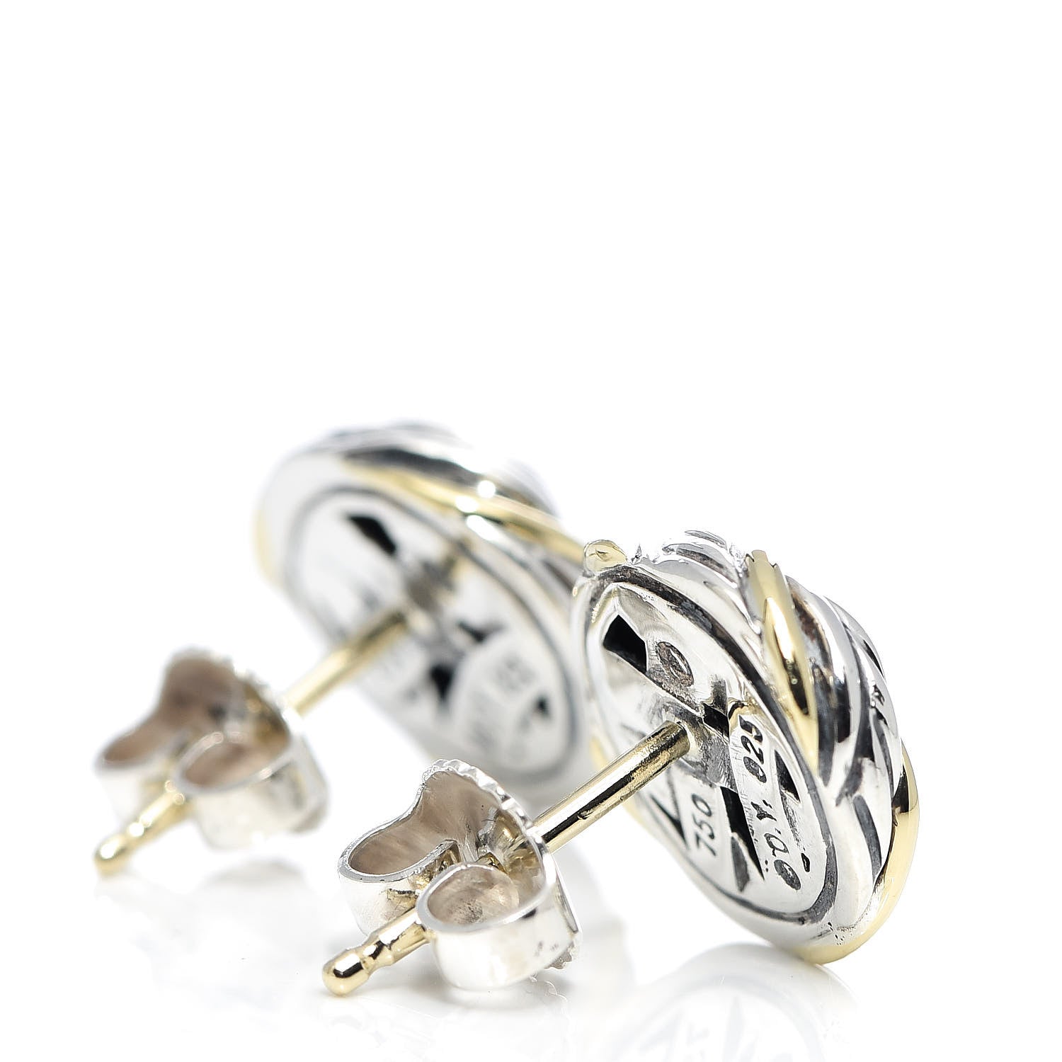 David Yurman Sterling Silver 18K Yellow Gold Infinity Love Knot Earrings 3 of 4