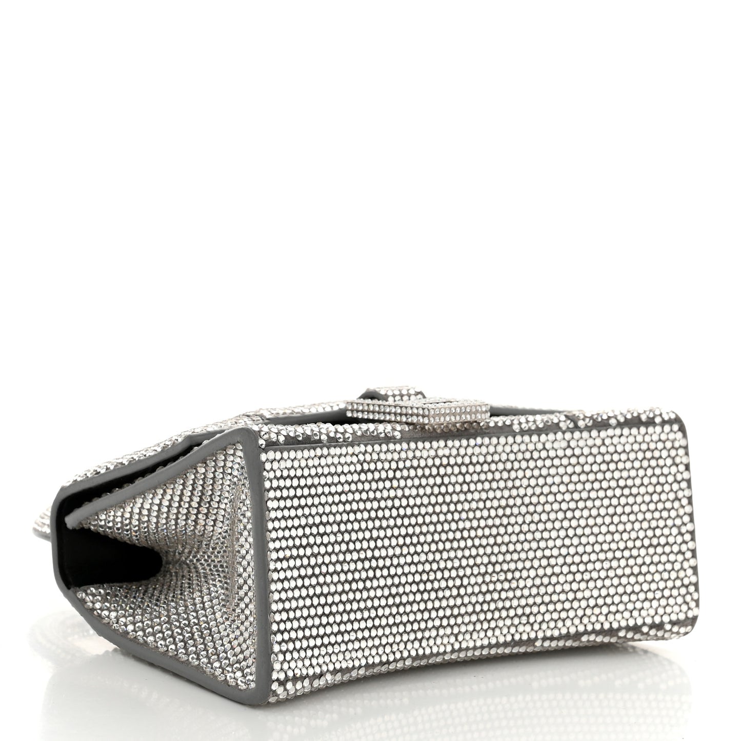 Strass Suede Hourglass Top Handle Bag XS Smoke Grey Crystal