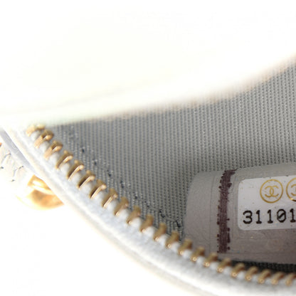 Chanel Iridescent Calfskin Quilted Chanel 19 Round Clutch With Chain White 9 of 10