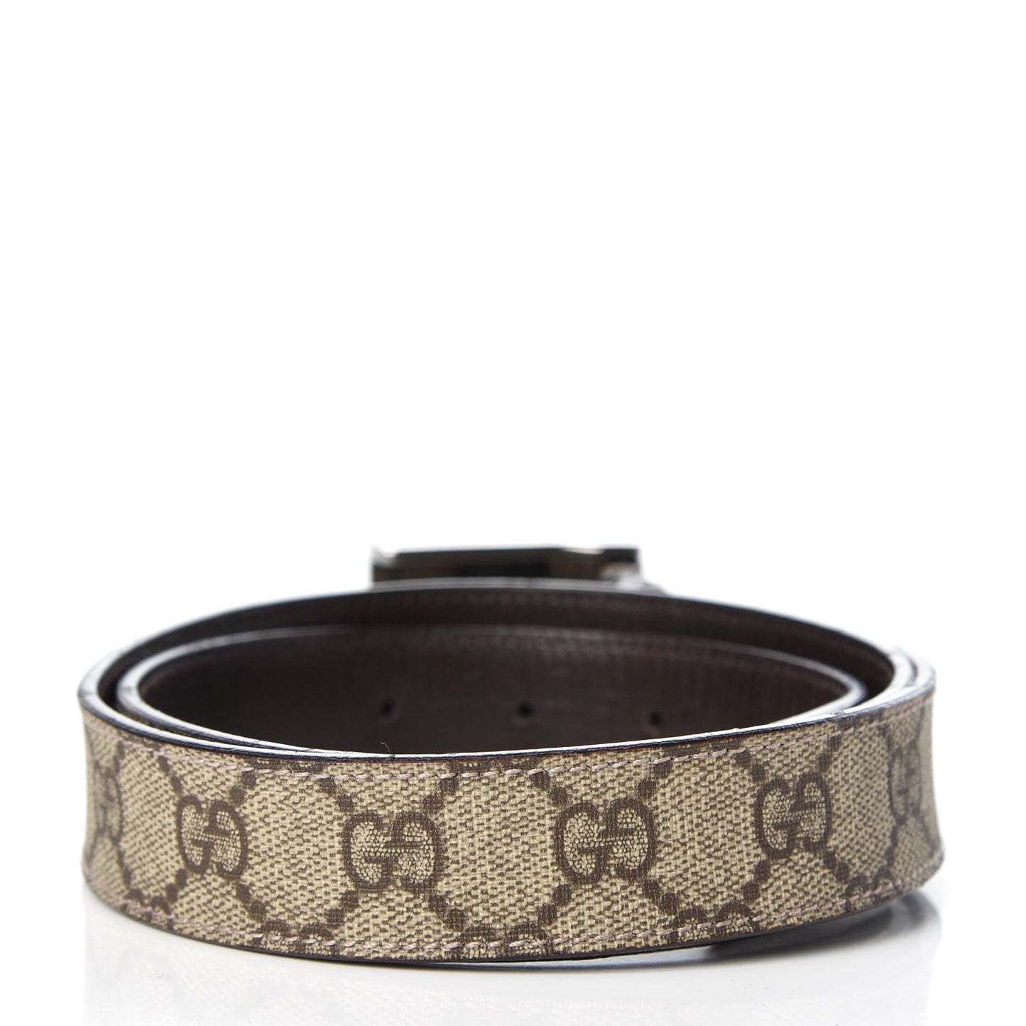 GG Supreme Monogram Plaque Belt 90 36 Dark Brown