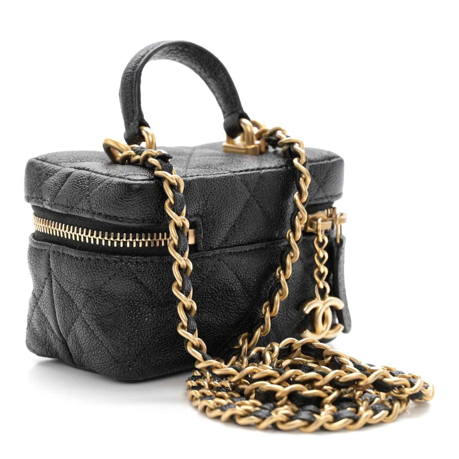 Chanel Caviar Quilted Mini Top Handle Vanity With Chain Black 3 of 11