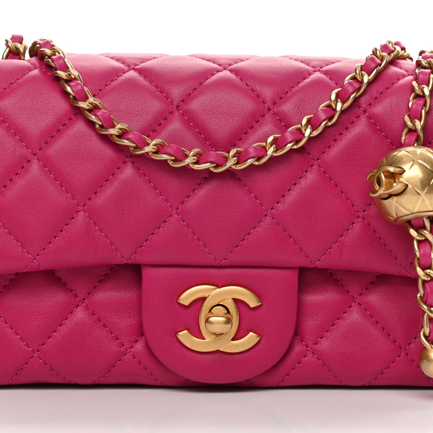 Chanel Lambskin Quilted Mini Rectangular Pearl Crush Flap Fuchsia 8 of 11