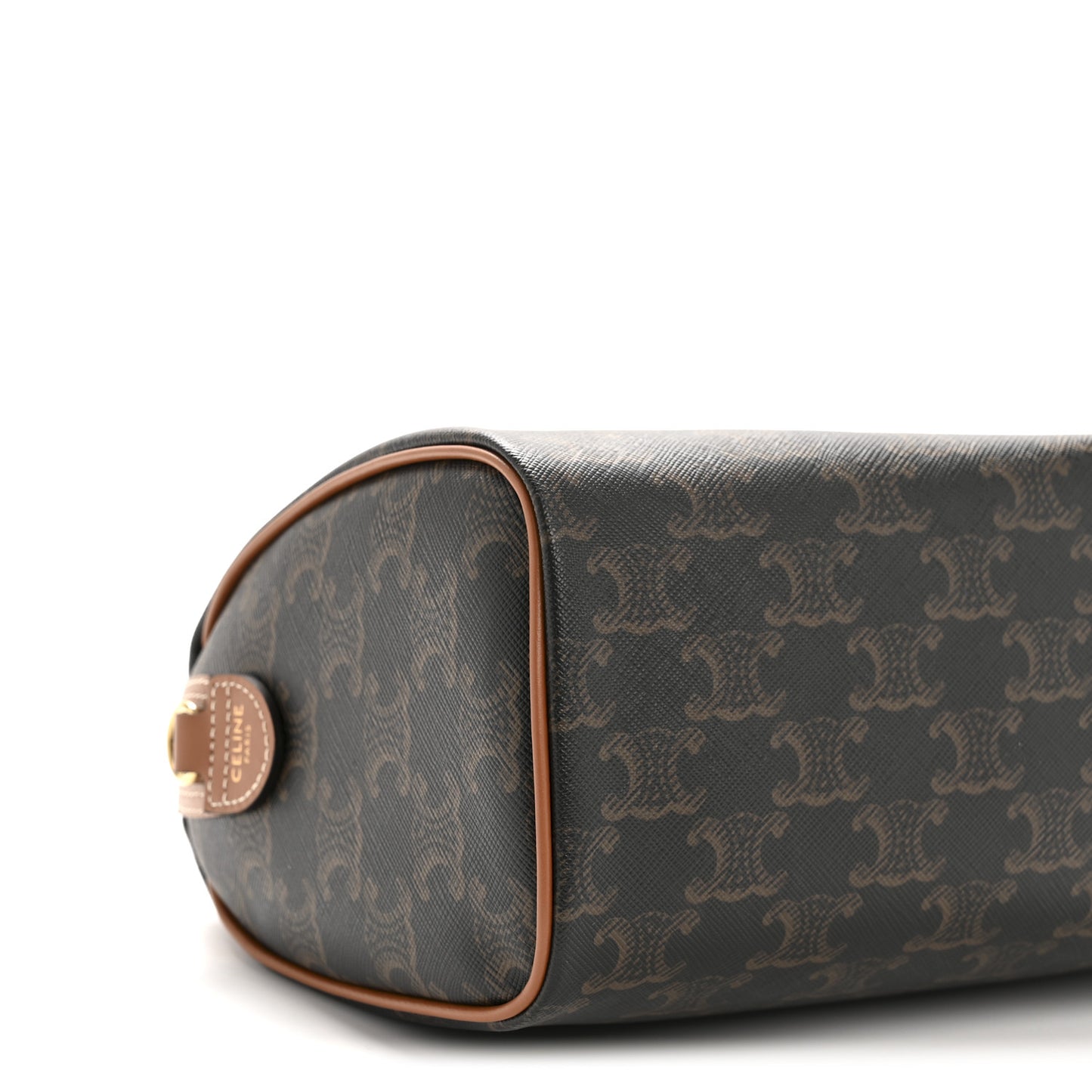 Triomphe Canvas Calfskin Small Boston Bag Tan