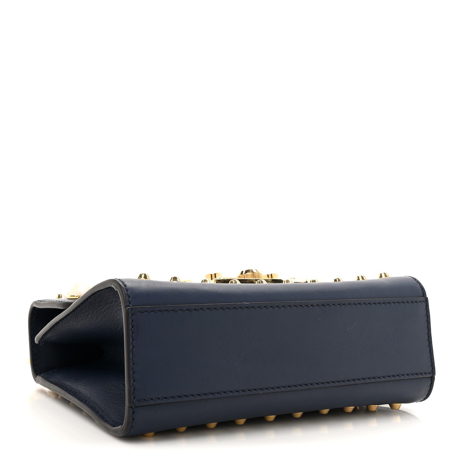 Gucci Calfskin Studded Small Padlock Shoulder Bag Blue Agata 4 of 10