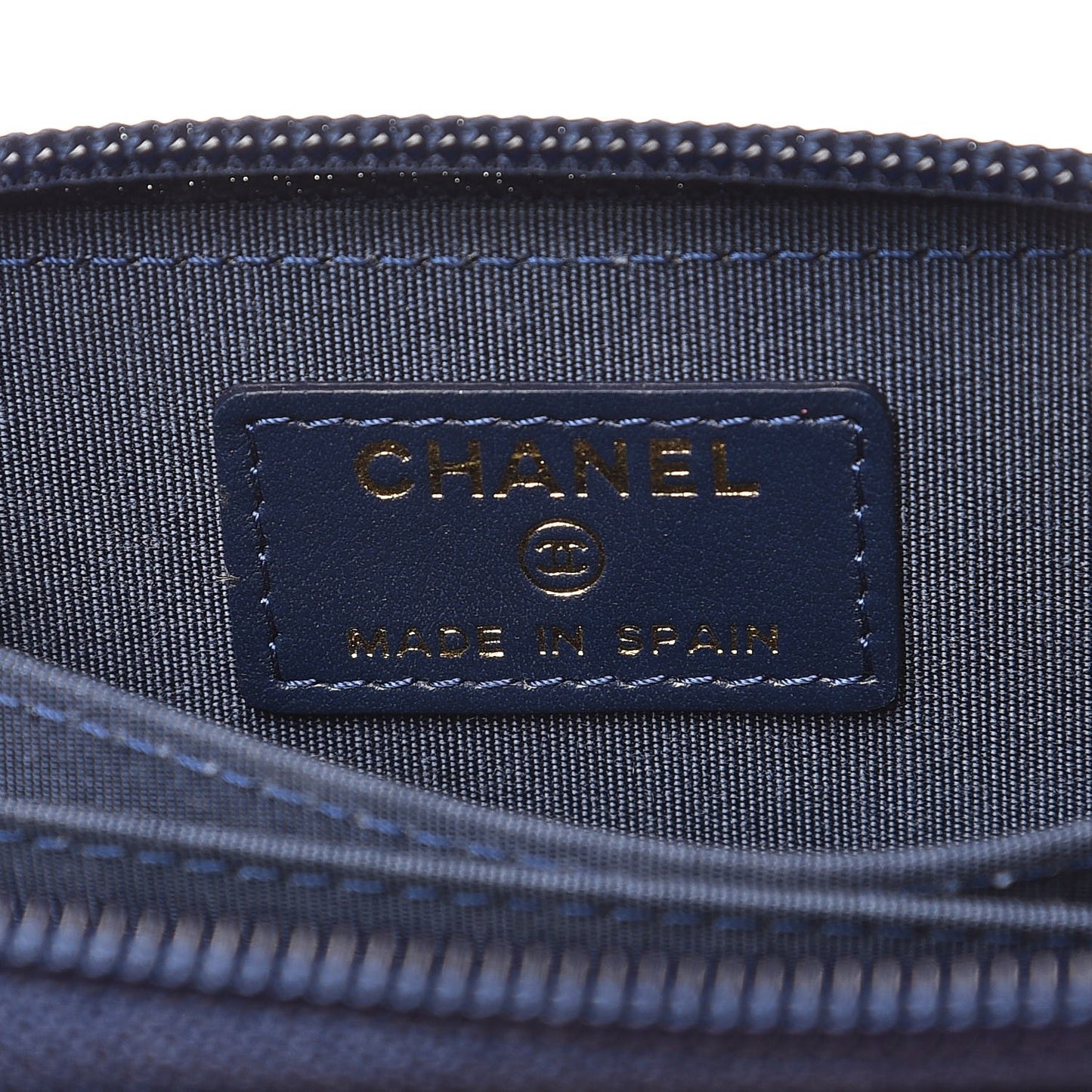 Caviar Quilted Boy Zip Around Coin Purse Wallet Dark Blue