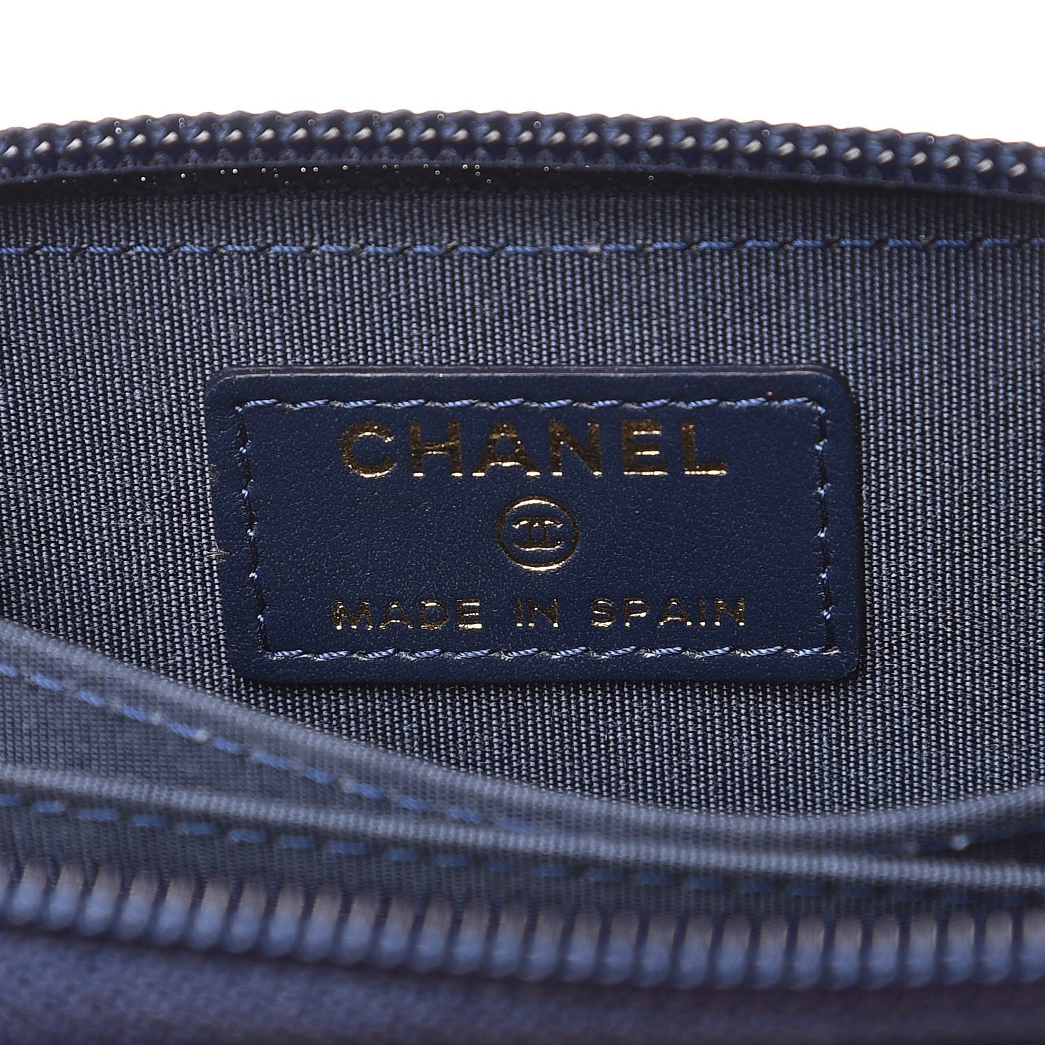 Chanel Caviar Quilted Boy Zip Around Coin Purse Wallet Dark Blue 6 of 8