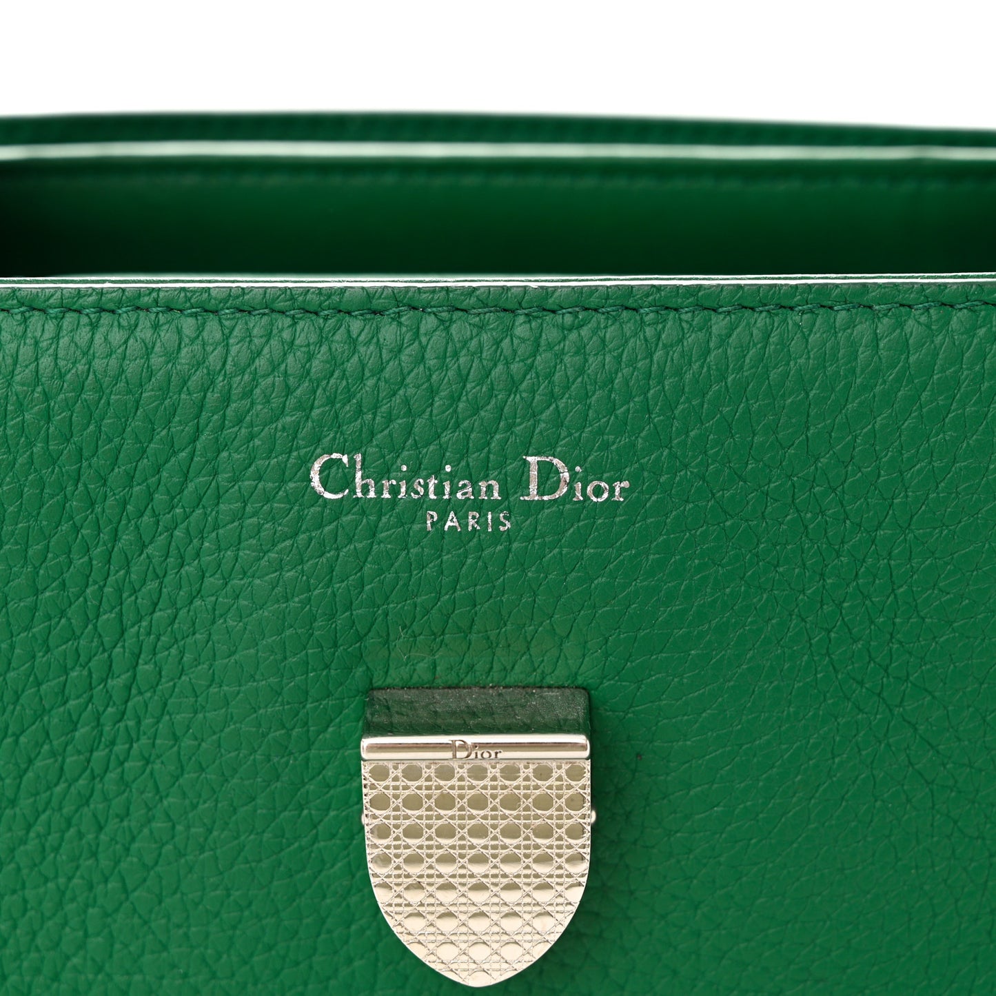 Grained Calfskin Diorever Flap Green