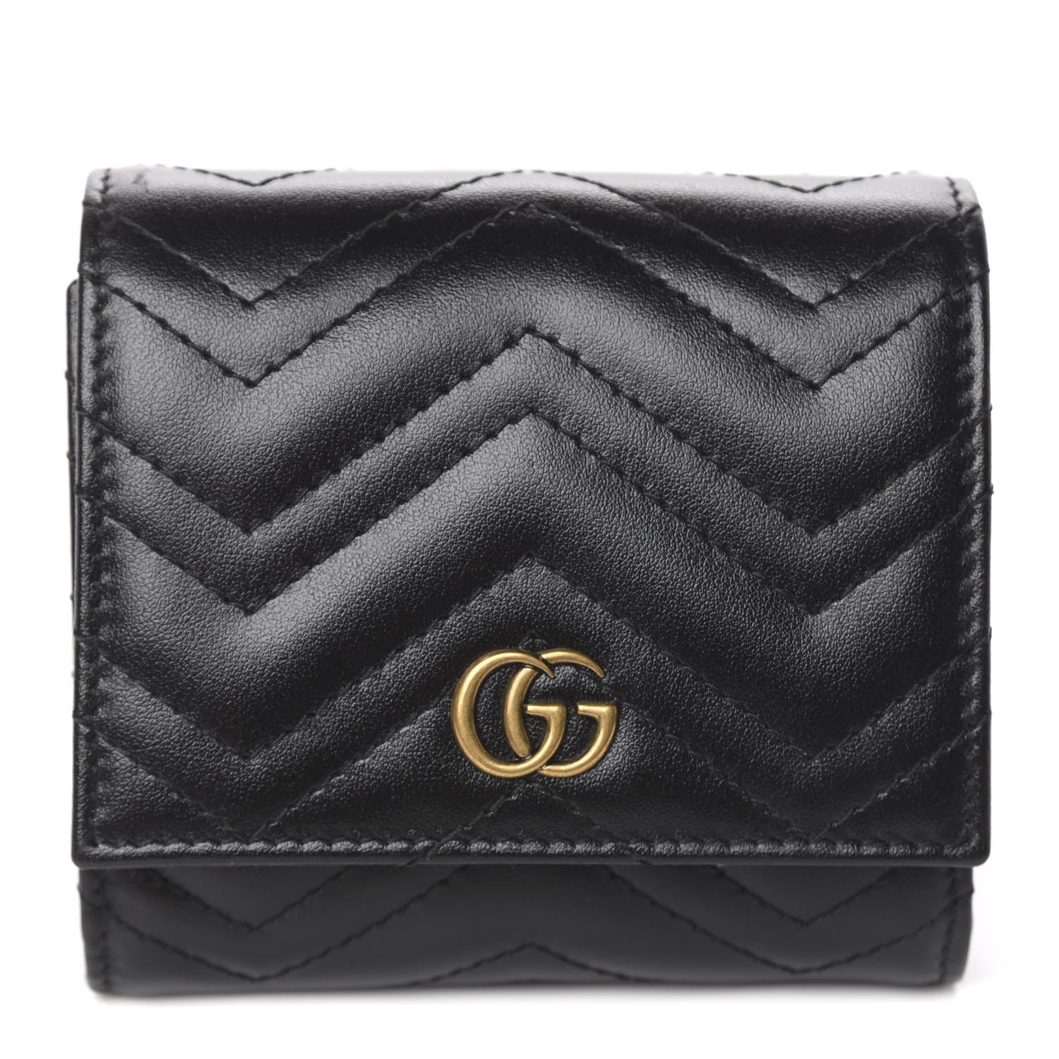 Gucci Calfskin Matelasse GG Marmont Medium Wallet Black 1 of 6