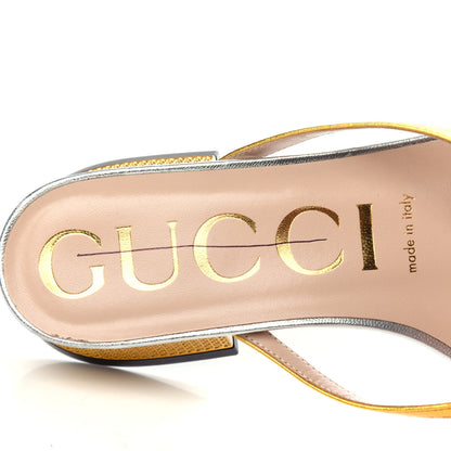 Gucci Calfskin Bow Thong Sandal 37 Gold 8 of 10