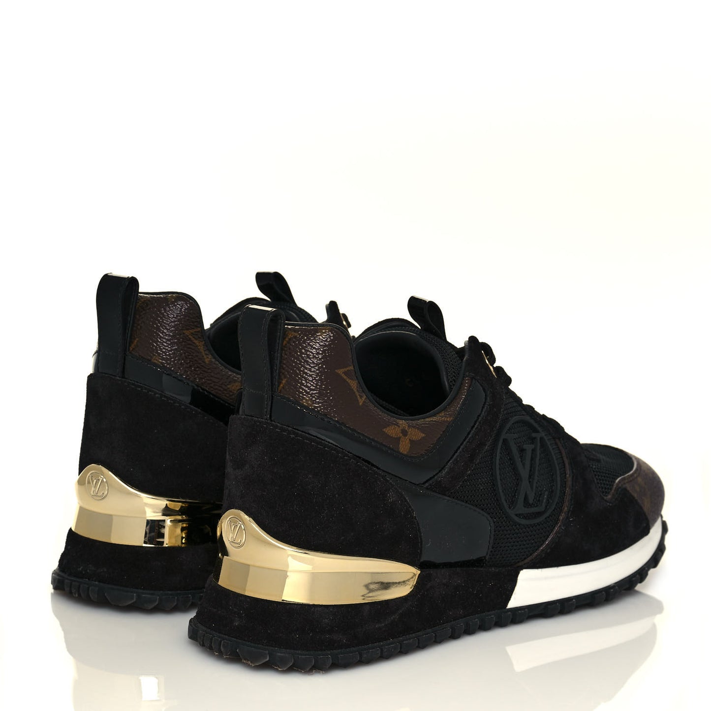 Suede Monogram Run Away Sneakers 35.5 Black