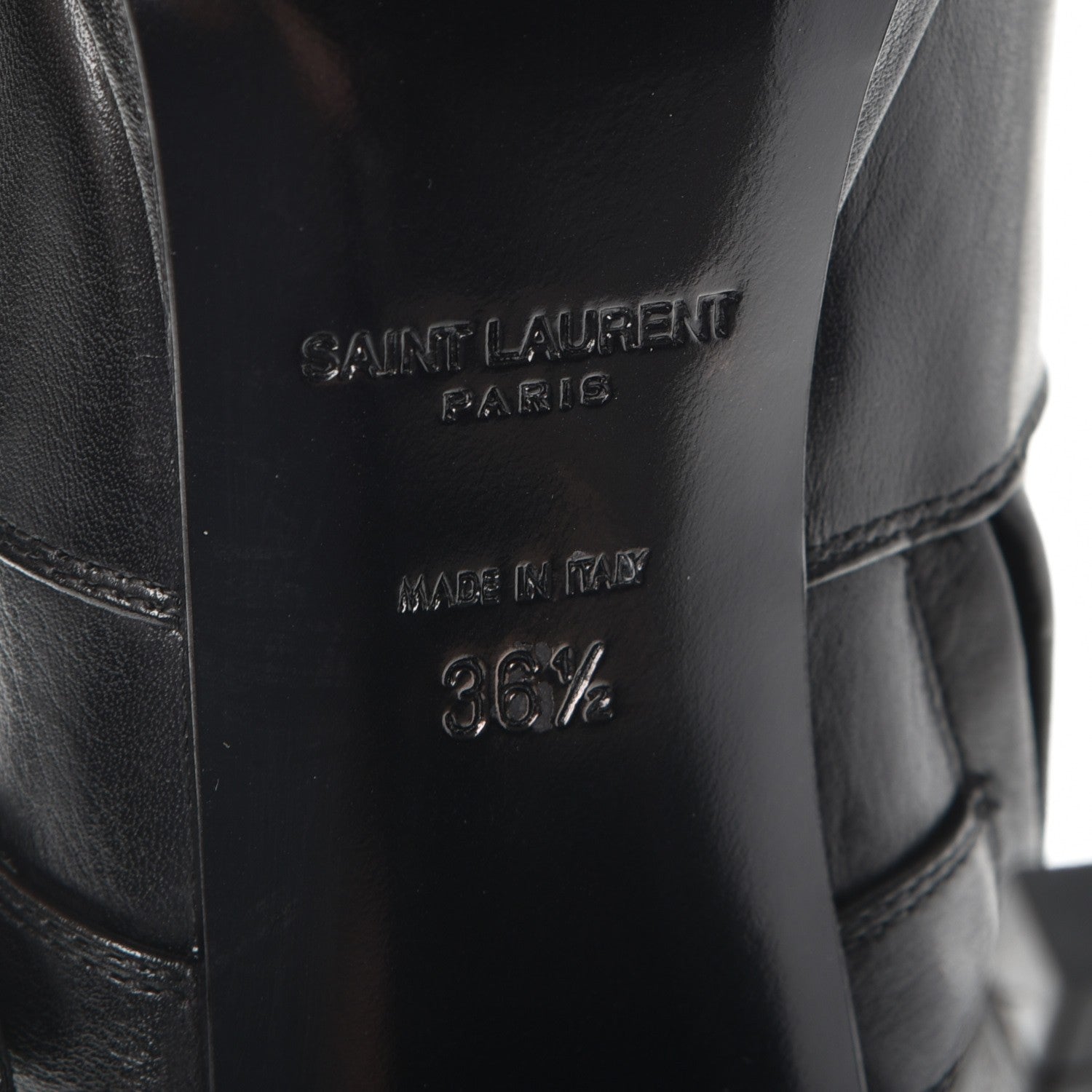 Saint Laurent Calfskin Paris Plat 105 Ankle Boots 36.5 Black 6 of 9
