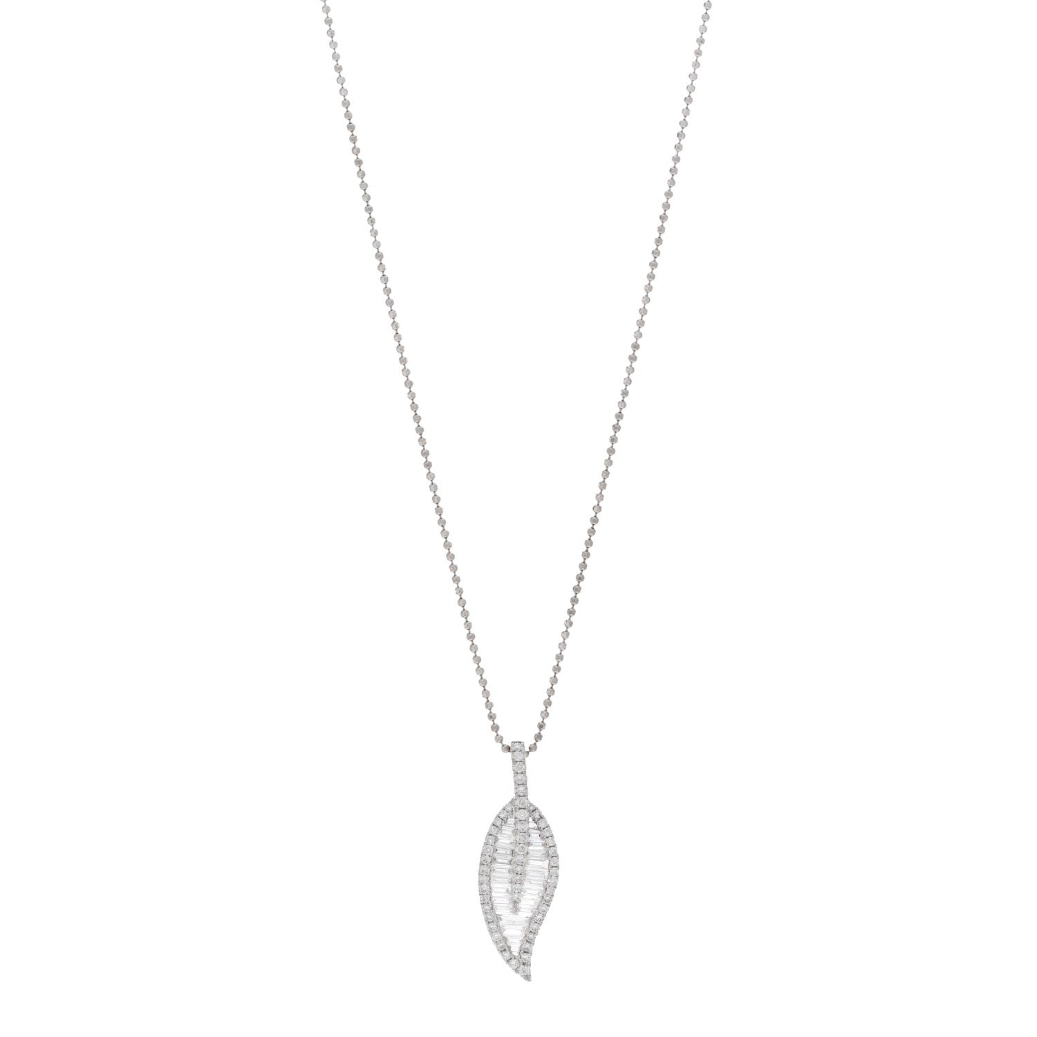 Anita Ko 18K White Gold Diamond Large Leaf Pendant Necklace 1 of 4