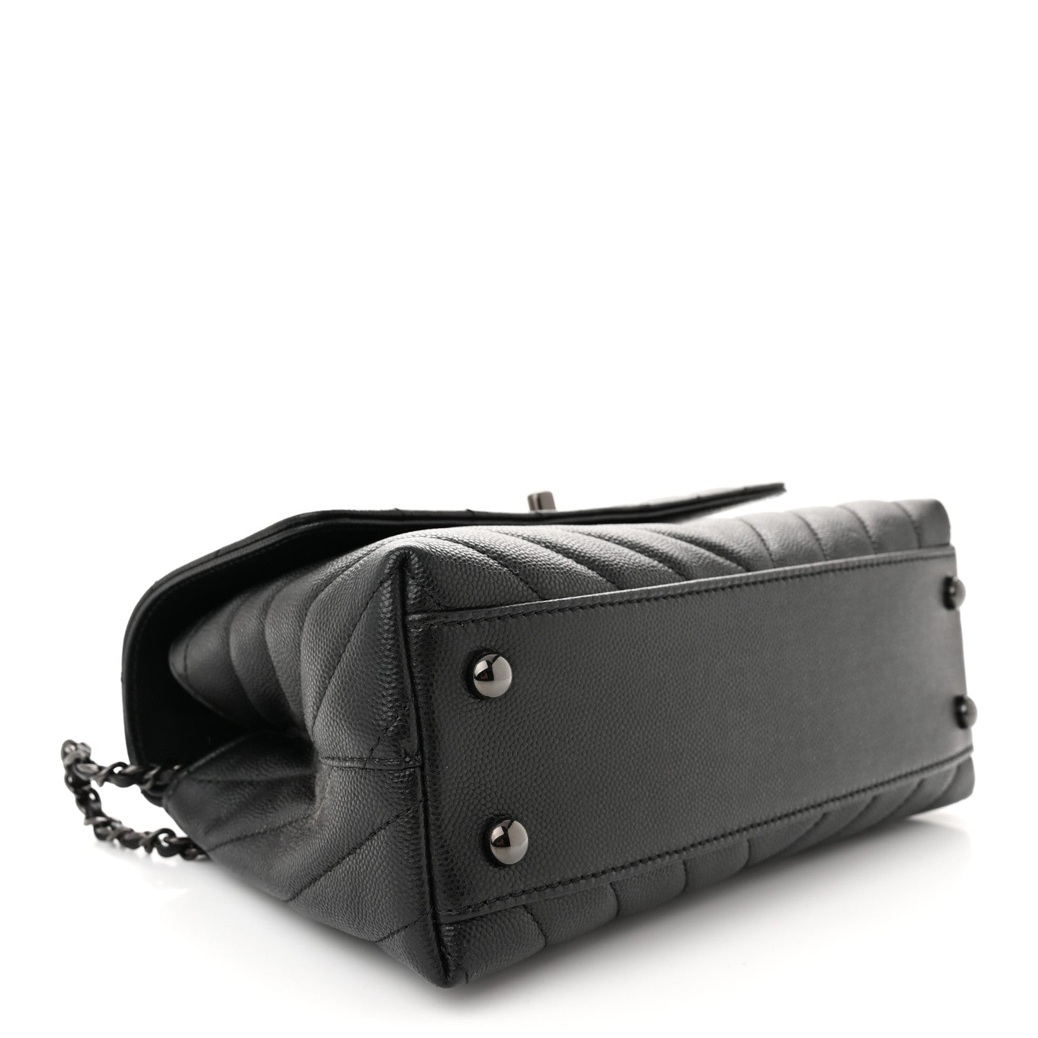 Chanel Caviar Chevron Quilted Mini Coco Handle Flap So Black 4 of 11