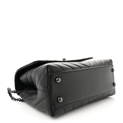 Chanel Caviar Chevron Quilted Mini Coco Handle Flap So Black 4 of 11