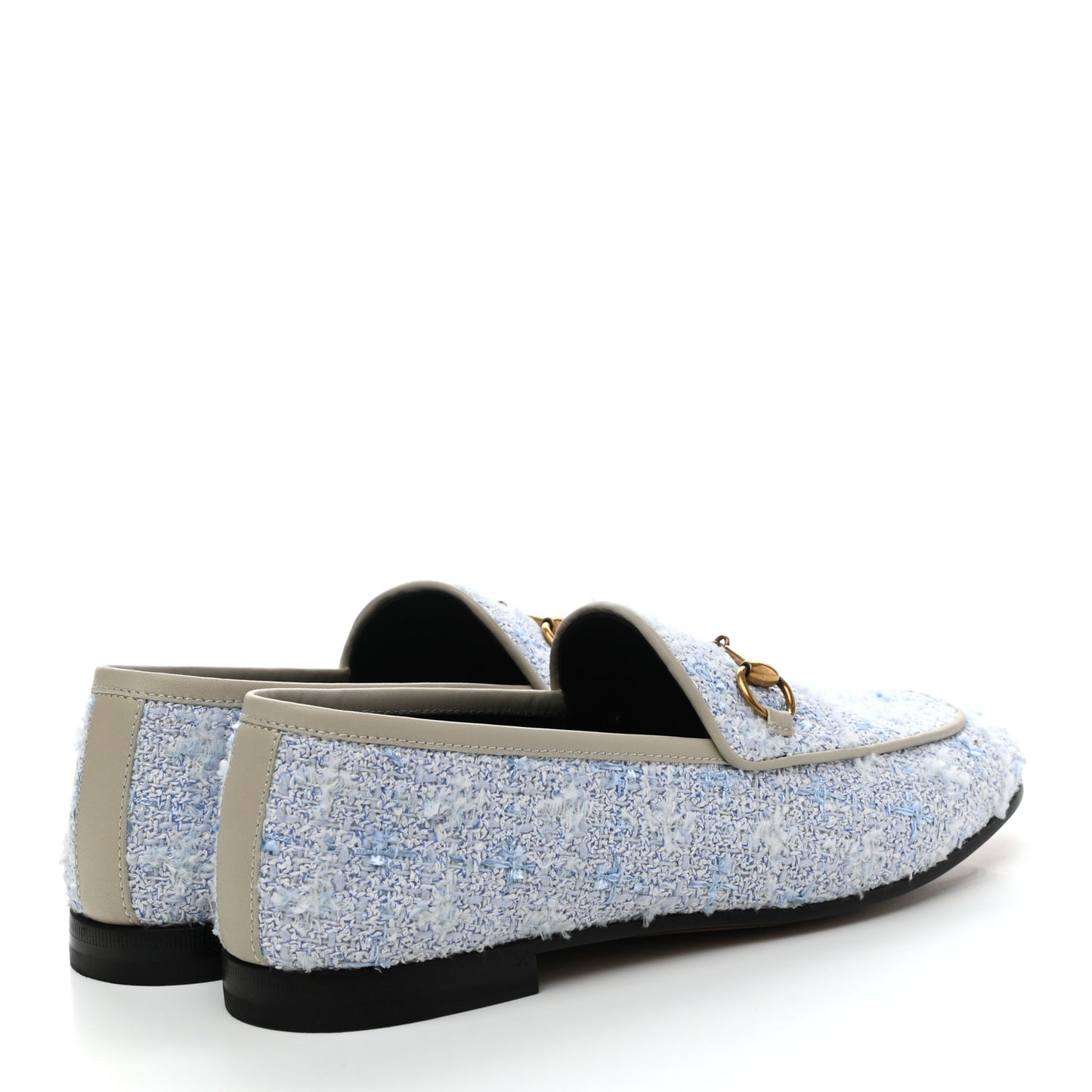 Wool Tweed Horsebit Womens Jordaan Loafers 38 Light Blue White Mystic White
