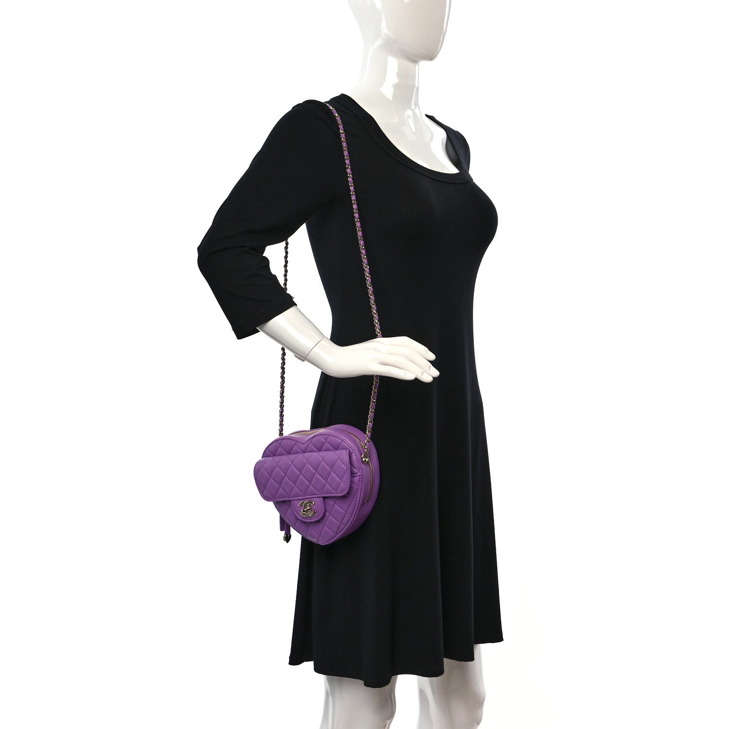 Chanel Lambskin Quilted CC In Love Heart Bag Purple 2 of 12