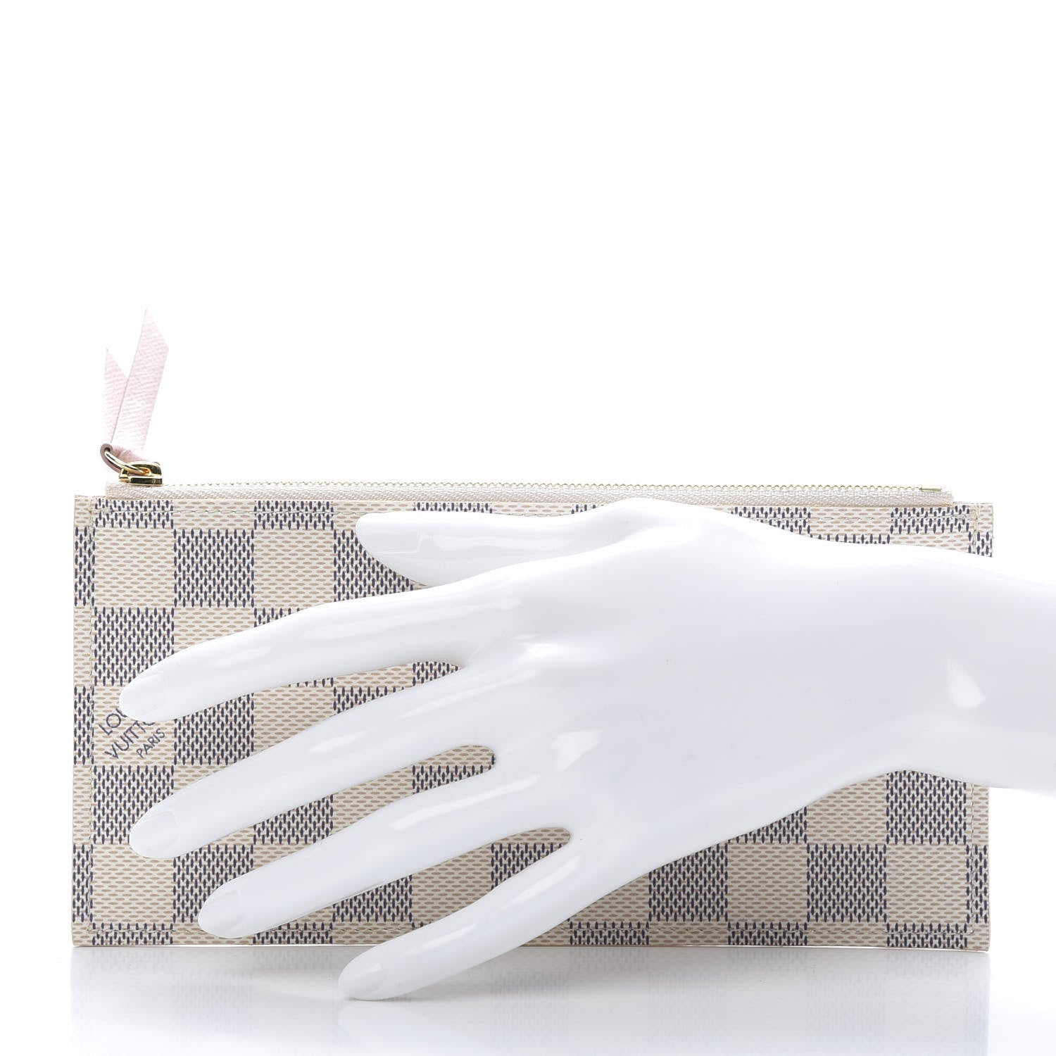 Louis Vuitton Damier Azur Felicie Chain Wallet Zippered Insert Rose Ballerine 2 of 6