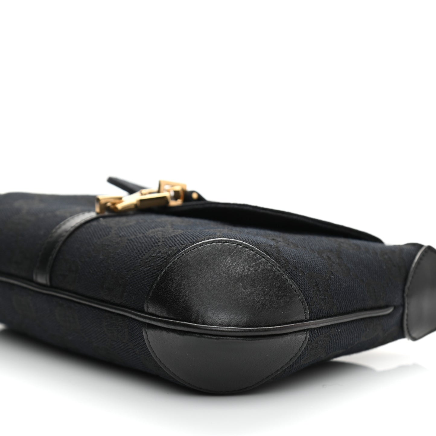 Calfskin Monogram Bamboo Handle Jackie O Hobo Black