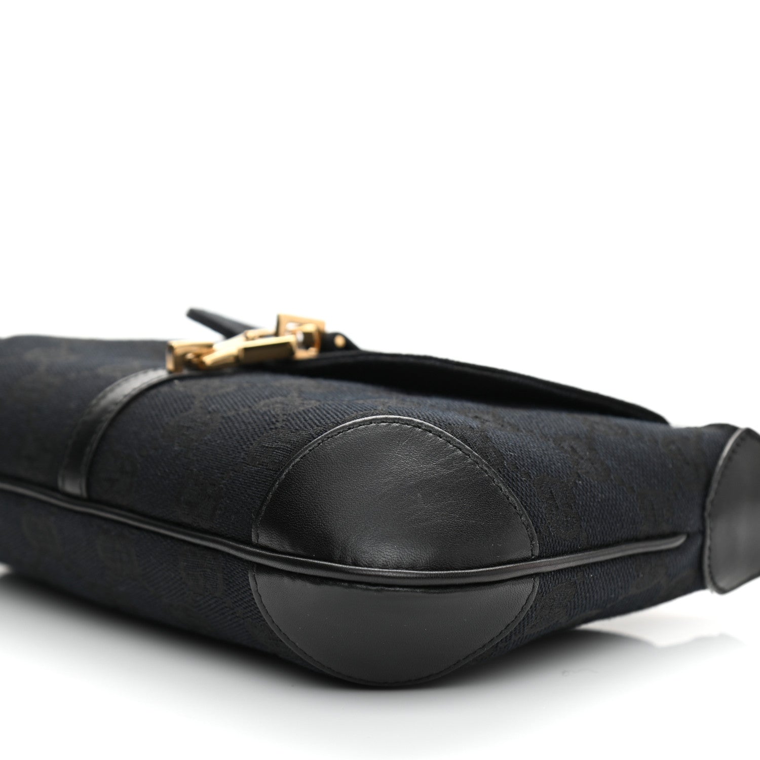 Gucci Calfskin Monogram Bamboo Handle Jackie O Hobo Black 10 of 10