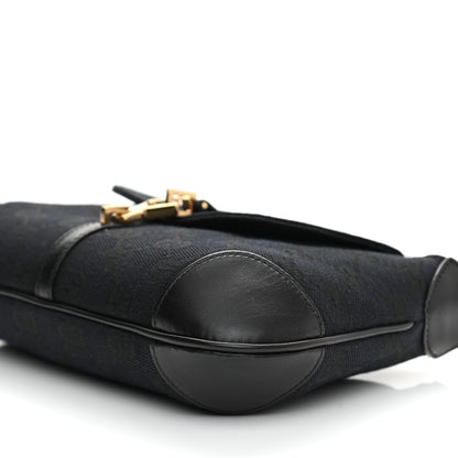 Gucci Calfskin Monogram Bamboo Handle Jackie O Hobo Black 10 of 10