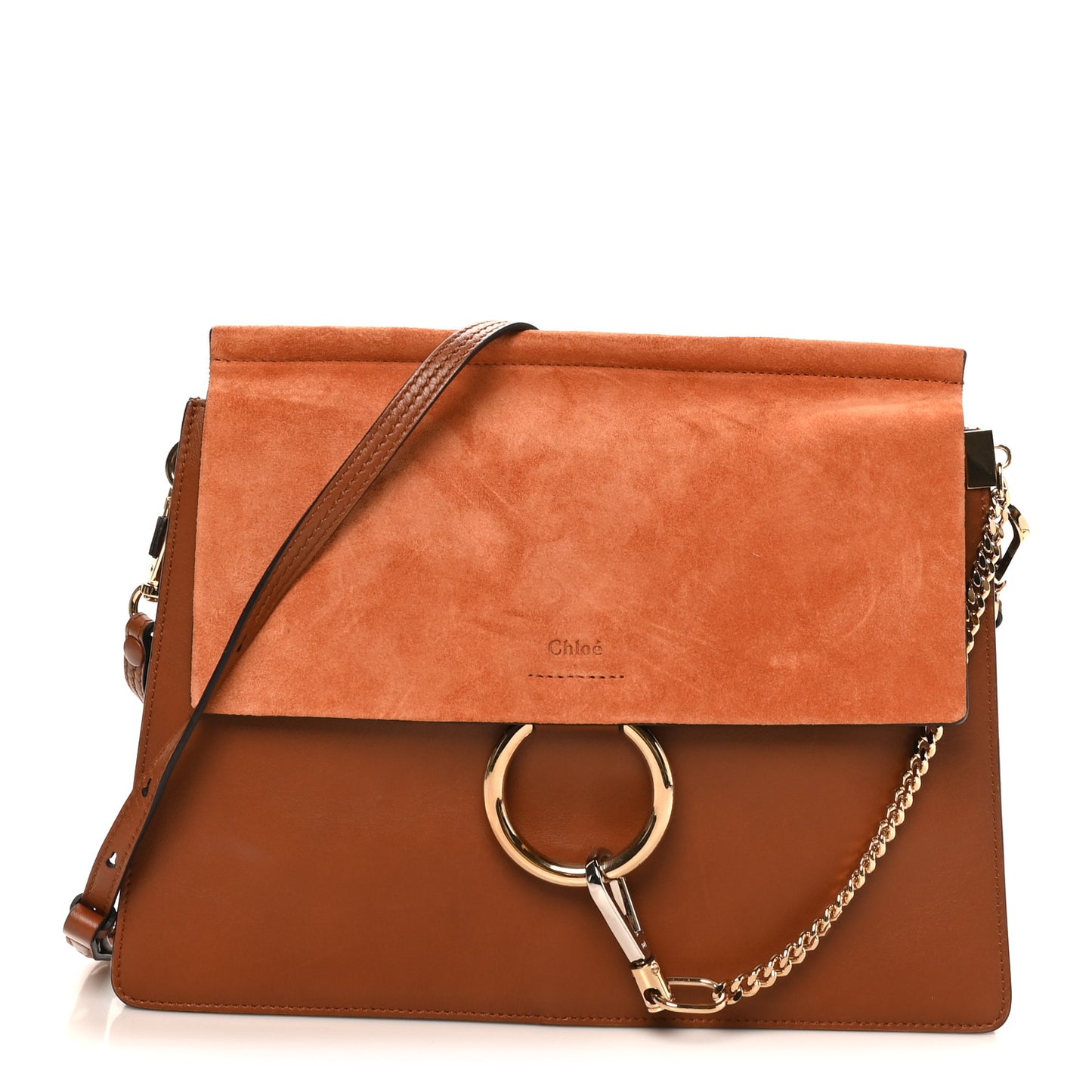 Suede Calfskin Medium Faye Shoulder Bag Tobacco