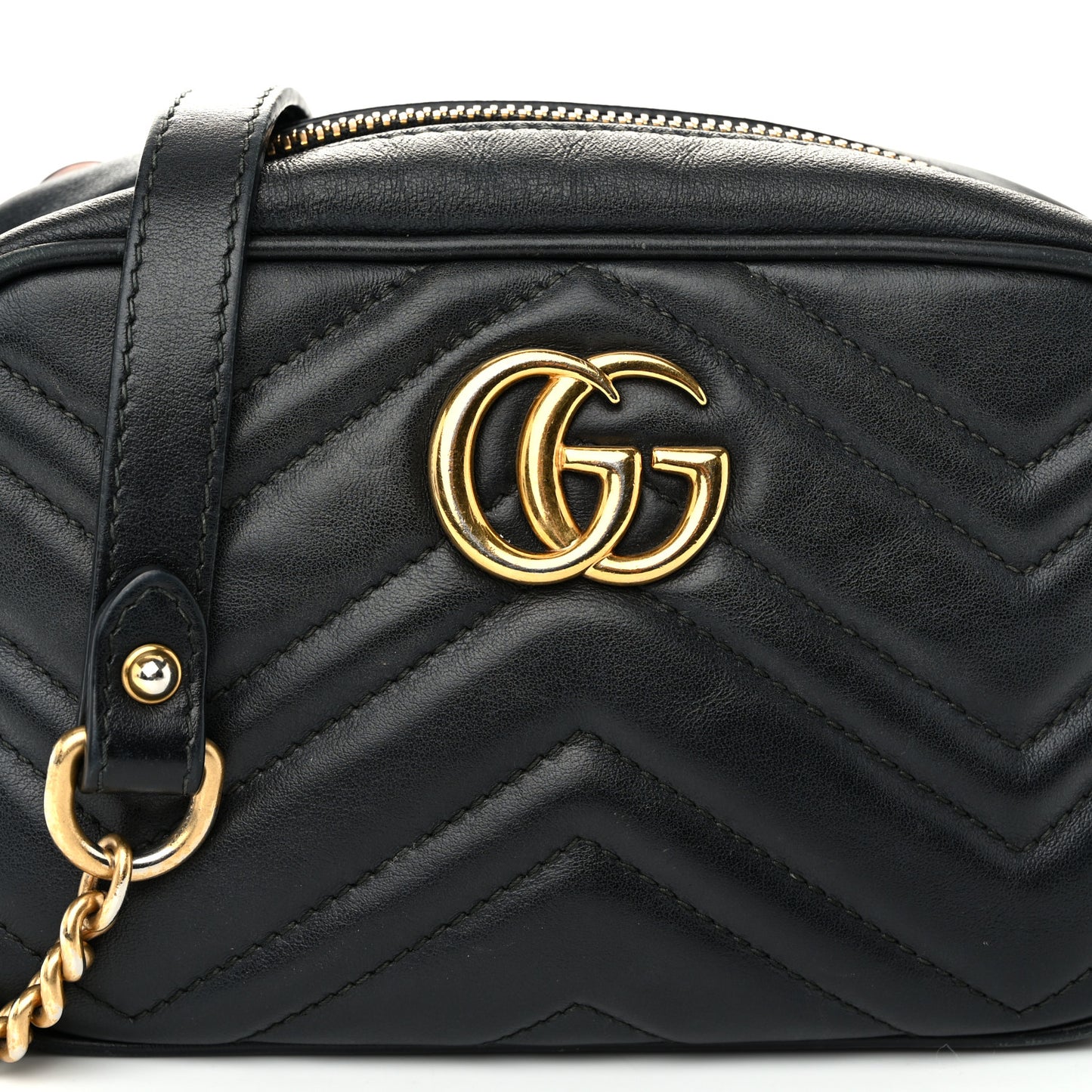 Calfskin Matelasse Mini GG Marmont Chain Shoulder Bag Black