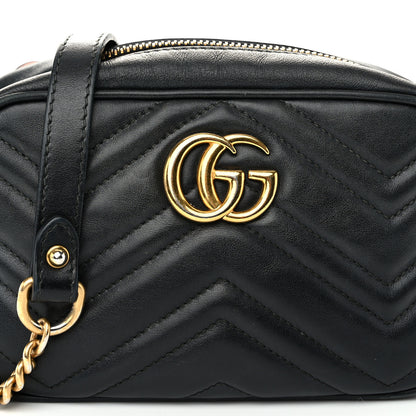 Gucci Calfskin Matelasse Mini GG Marmont Chain Shoulder Bag Black 8 of 12
