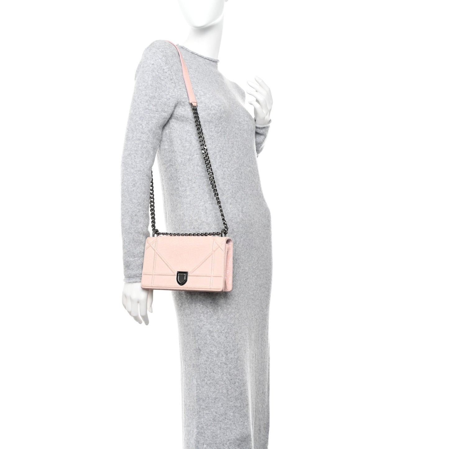 Ceramic Effect Deerskin Small Diorama Flap Bag Pink
