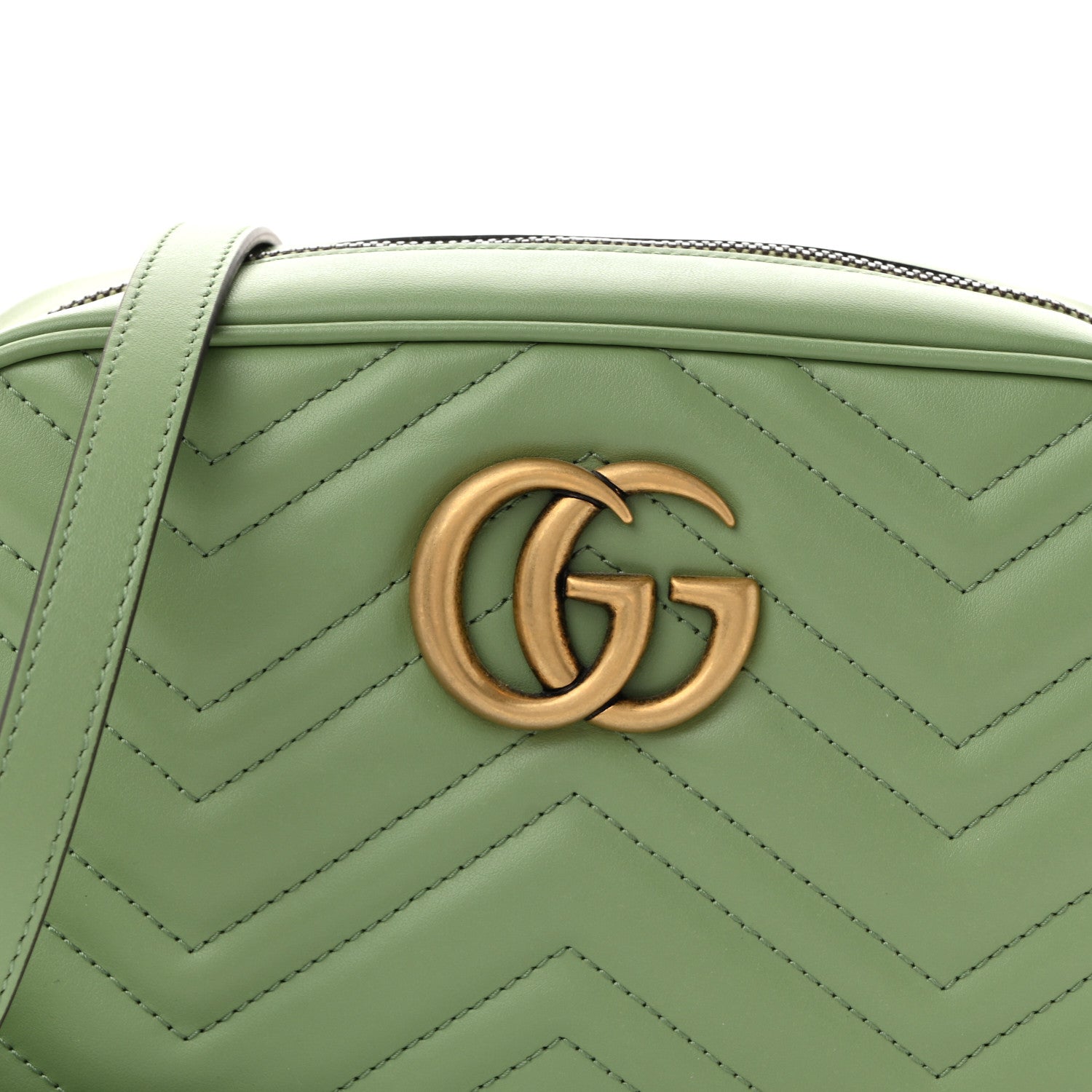 Gucci Calfskin Matelasse Small GG Marmont Chain Shoulder Bag Salamander Green 8 of 10